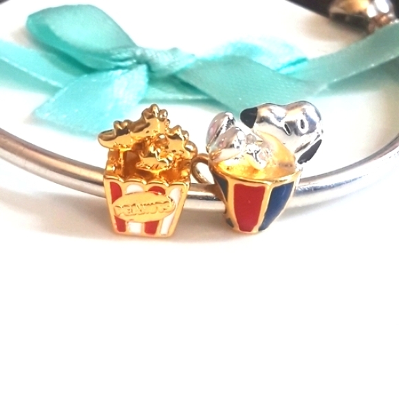 ( 2) Charms Snoopy in coffee mug & Woodstock popcorn charms S925 FITS Pandora - Picture 5 of 6